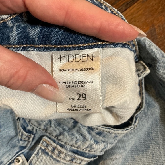 HIDDEN Jeans High Rise Distressed Straight Women’s Size 29 Light Wash Button Fly - Picture 11 of 12